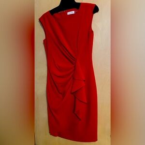 NWT Calvin Klein Sz 6 knee length dress in red